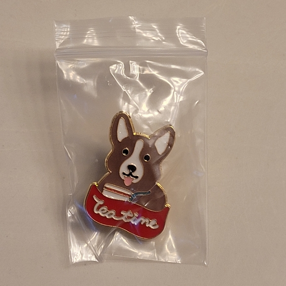 Tea Time Corgi Dog With A Cuppa Enamel Pin - Picture 6 of 8